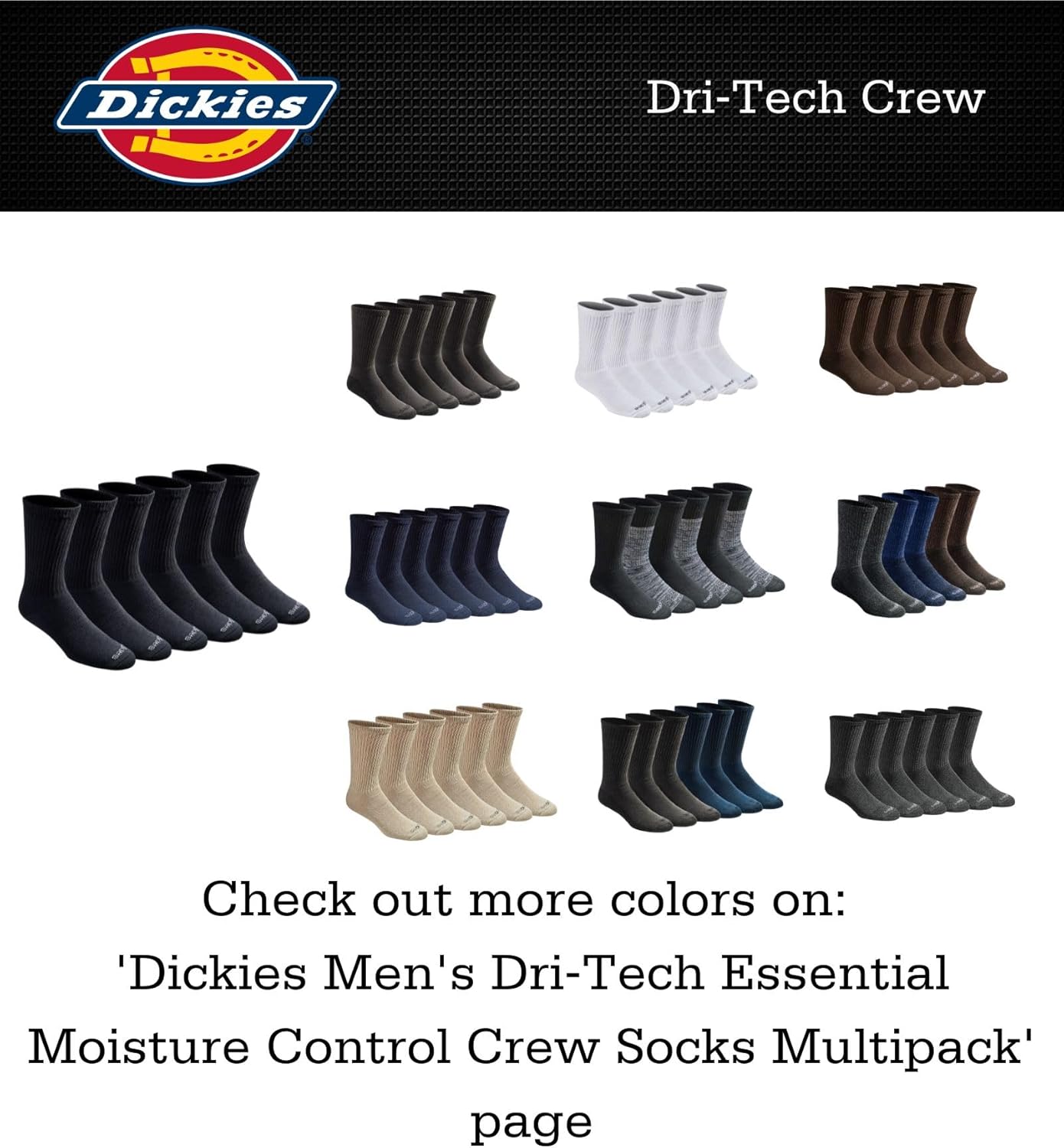 Men's Dri-Tech Moisture Control Crew Socks, Available in M-XXL (6, 12, 18 Pairs) - Image 4