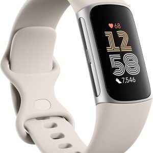 Fitbit Charge 6 Fitness Tracker with Heart Rate, GPS, Premium Membership, Health Tools - Porcelain/Silver